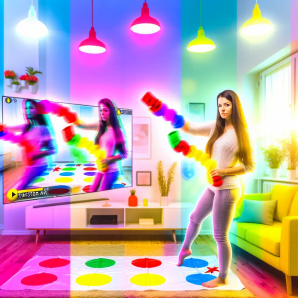 Fiatal játékos AR-es Twister Air Solo módban, színes partitérben